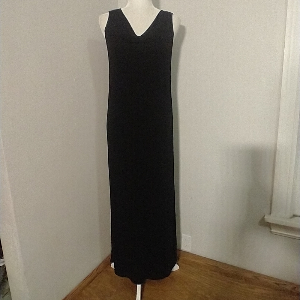 Eileen Fisher 100% silk Black maxi dress size XS